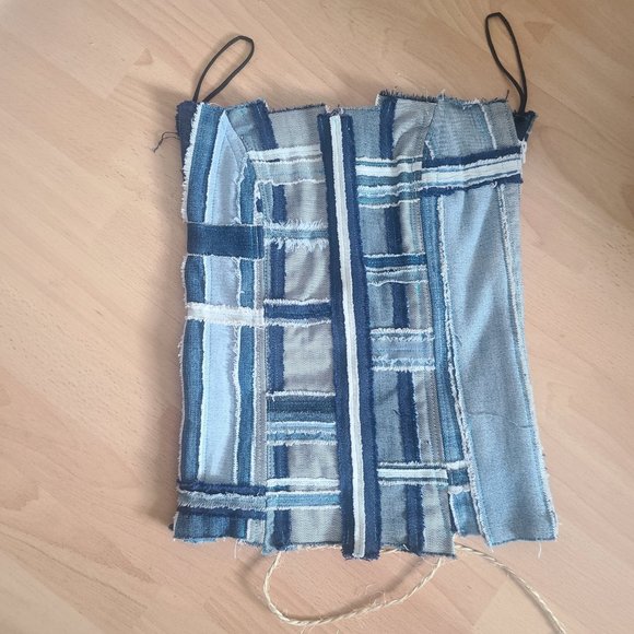 Unique one of a kind Upcycled denim corsets - Picture 3 of 4